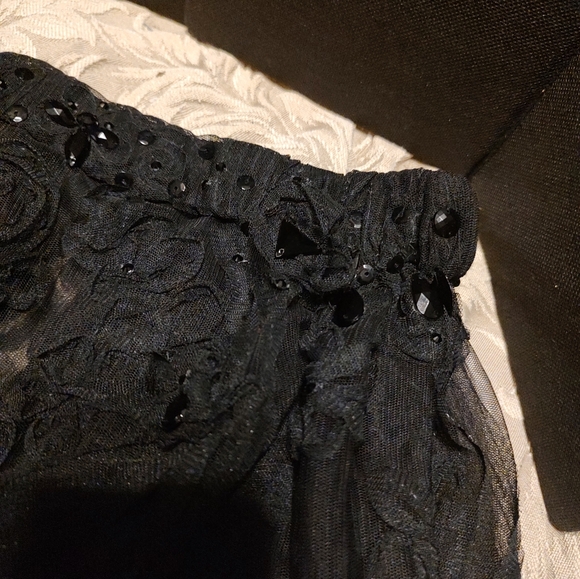 🕷️🖤🕷️ Beautiful Handmade Black Beaded Floral Ribbon Sheer Organza Skirt - M - Picture 13 of 16
